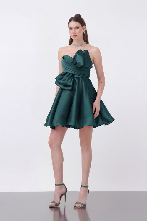 Fiyonk Detaylı Straplez Mini Elbise - 1810