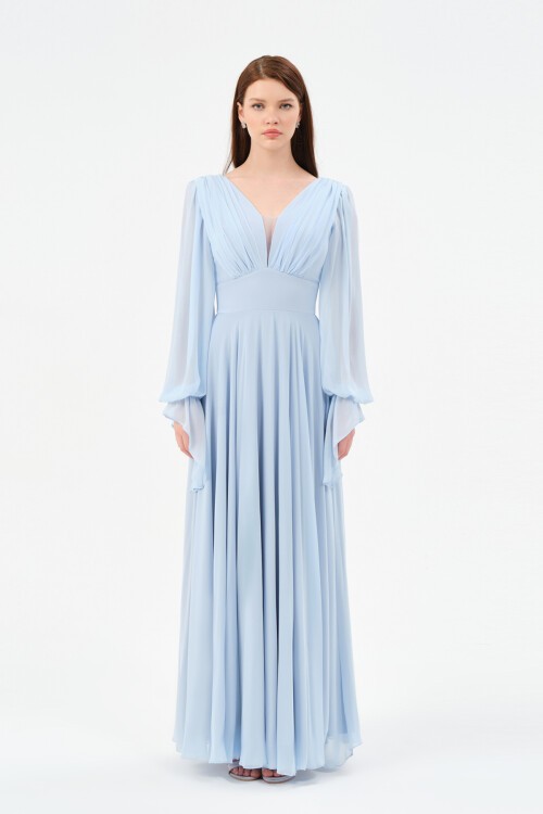 Göğüs Detaylı Drapeli Elbise - 1519