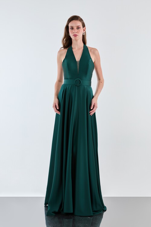 Kemer Detaylı Halter Yaka Elbise - 1948