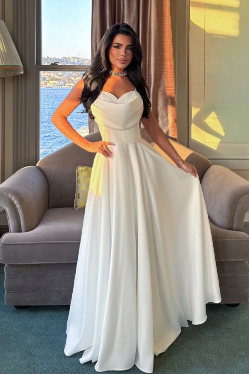 İnce Askılı Drapeli Elbise - 1795