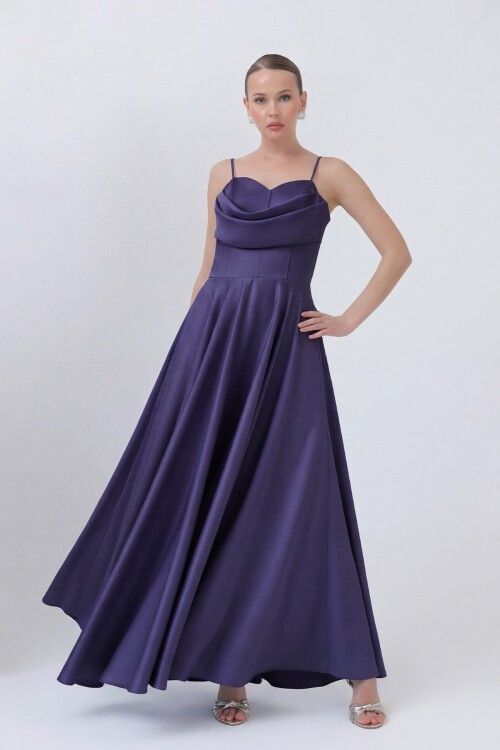 İnce Askılı Drapeli Elbise - 1795