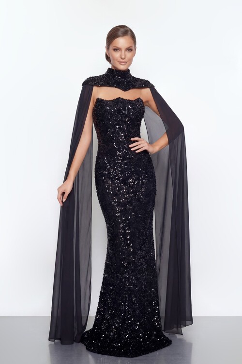 Pelerinli Payet İşlemeli Abiye - 2053