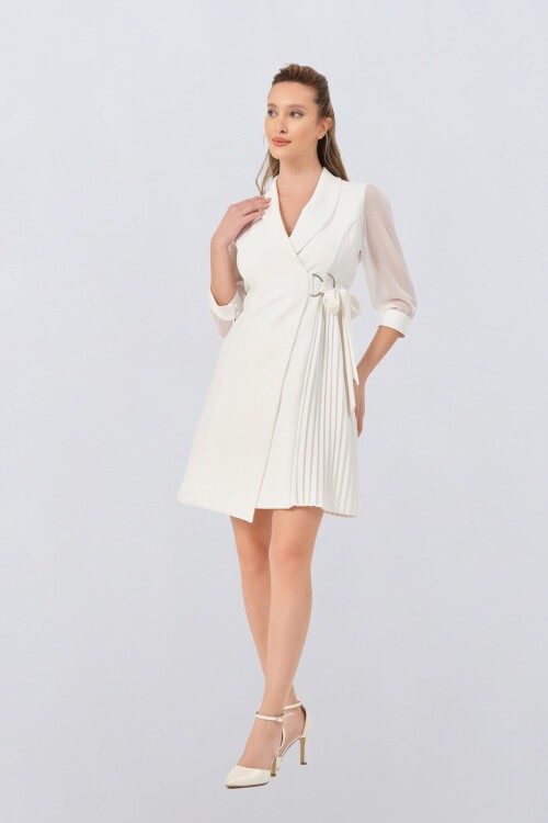 Pilise Detaylı Ceket Elbise - 1480