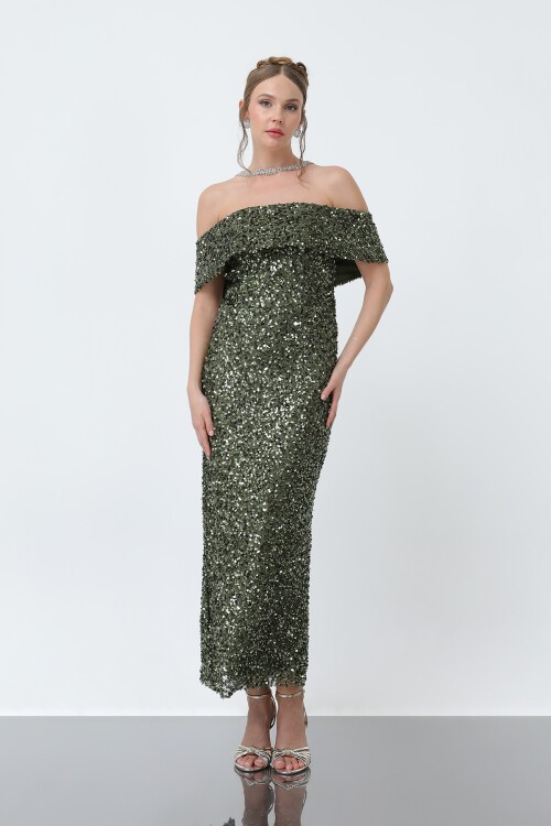 Pul Payetli Midi Elbise - 1861