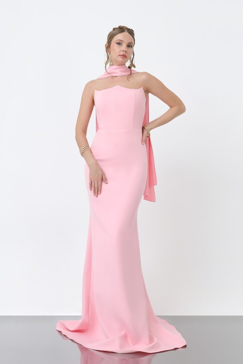 Şal Yaka Detaylı Balık Elbise - 1981