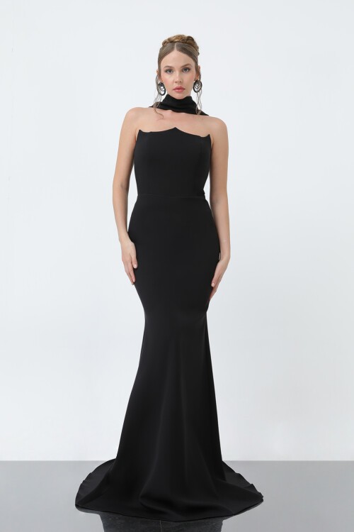 Şal Yaka Detaylı Balık Elbise - 1981