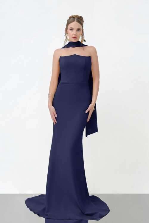 Şal Yaka Detaylı Balık Elbise - 1981