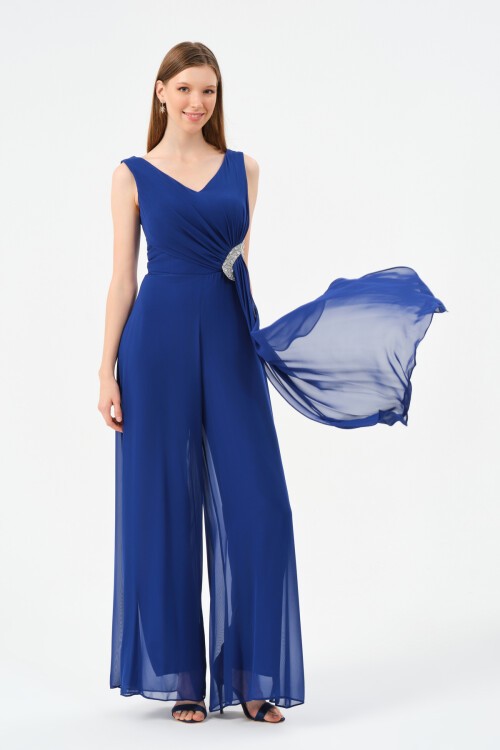 Taş İşlemeli Şifon Detaylı Tulum - 1457