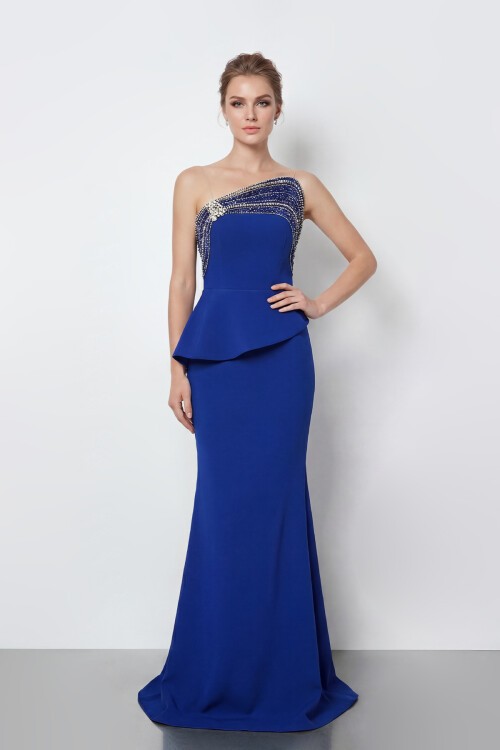 Taş İşlemeli Straplez Elbise - 2040