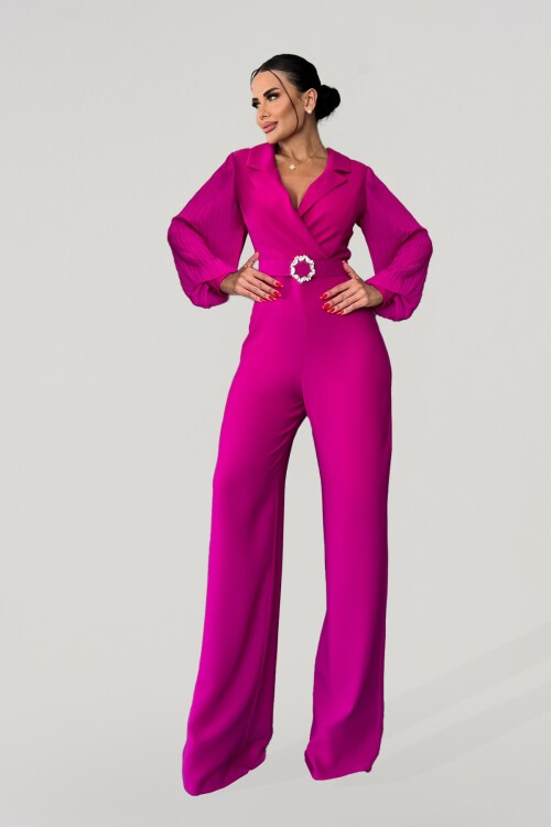 Taş Tokalı Şifon Kol Tulum - 1612