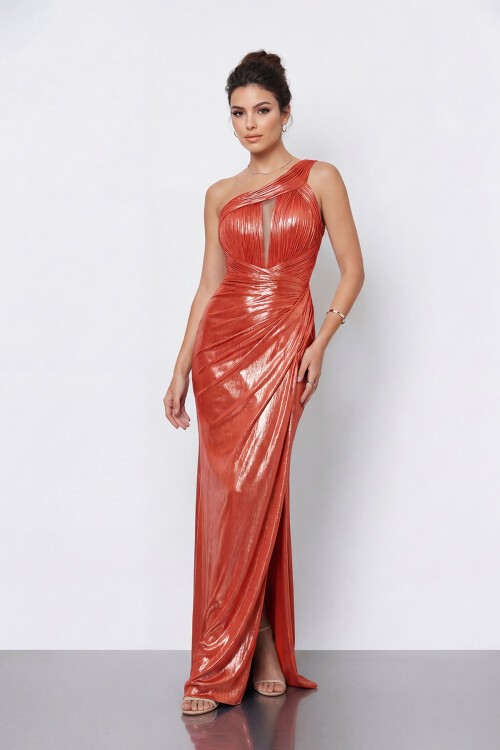 Tek Omuz Drapeli Abiye - 2113