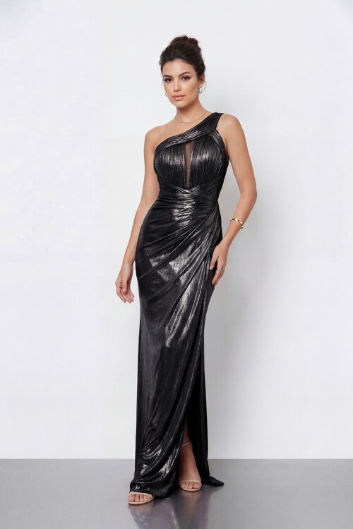 Tek Omuz Drapeli Abiye - 2113