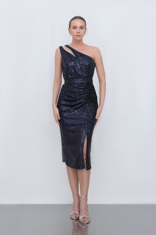 Tek Omuzlu Payetli Elbise - 1705