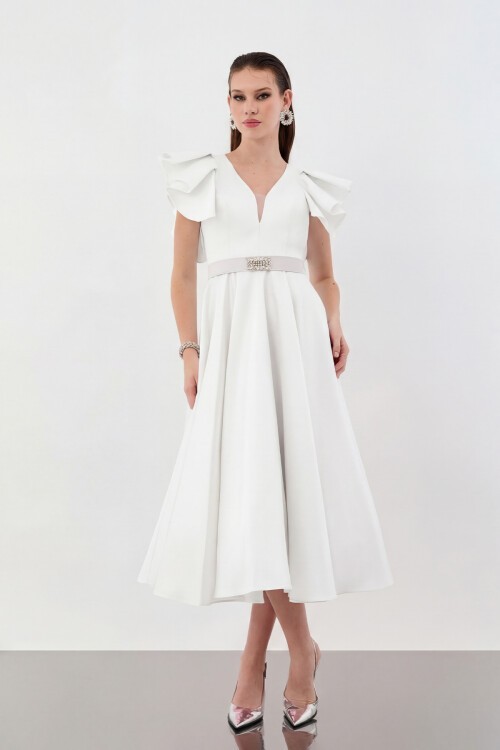 Volan Kol Detaylı A Kesim Midi Abiye - 1973