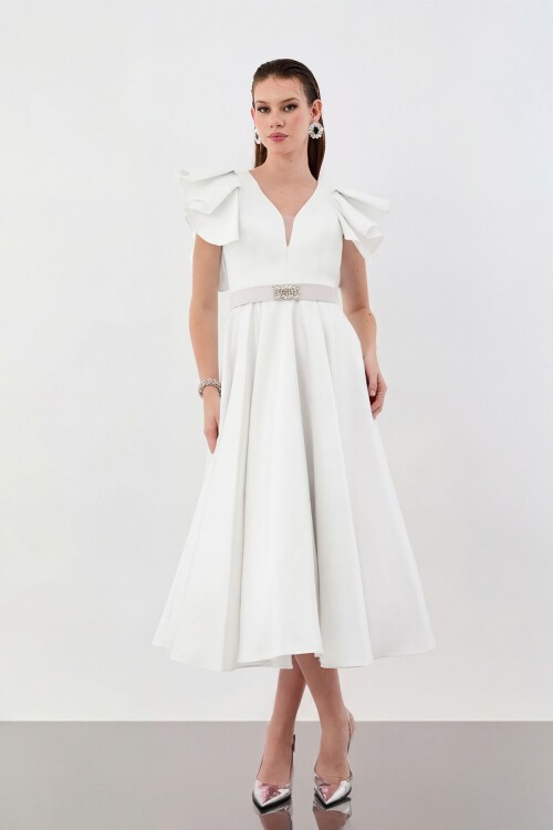 Volan Kol Detaylı A Kesim Midi Abiye - 1973