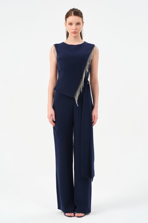 Yandan Bağlamalı Zincir Detaylı Tulum - 1472