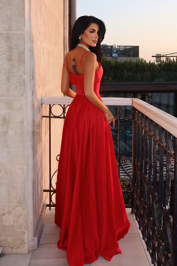 Askılı Uzun Elbise - 1865