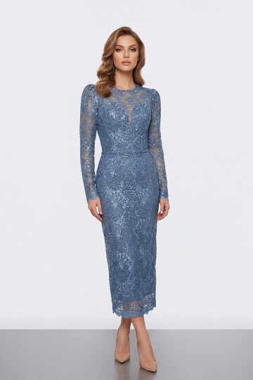 Dantel İşlemeli Uzun Kollu Abiye - 2012