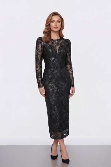 Dantel İşlemeli Uzun Kollu Abiye - 2012