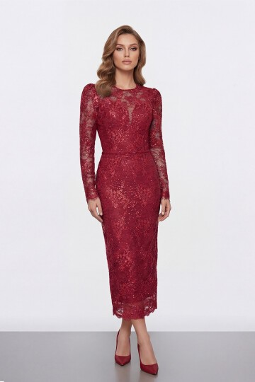 Dantel İşlemeli Uzun Kollu Abiye - 2012