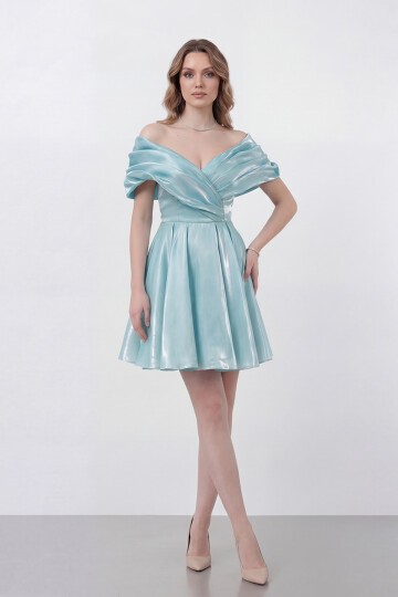 Drapeli Kayık Yaka Elbise - 1843