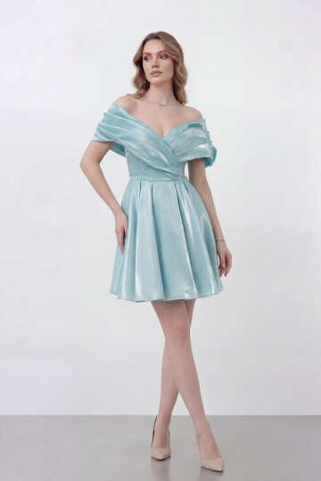 Drapeli Kayık Yaka Elbise - 1843