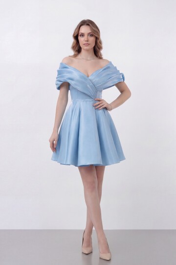 Drapeli Kayık Yaka Elbise - 1843