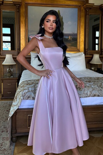 Fiyonk Askılı Midi Elbise - 1789