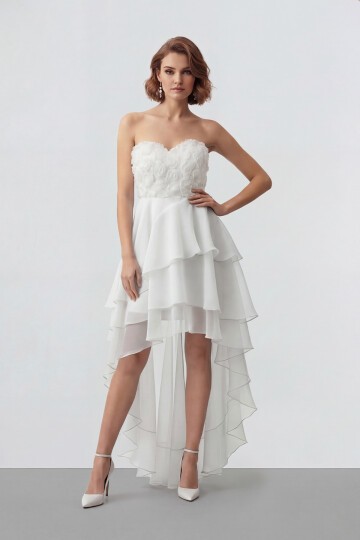 Gül Dokulu Kat Kat Şifon Abiye - 2031