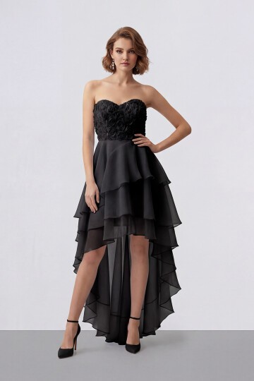 Gül Dokulu Kat Kat Şifon Abiye - 2031