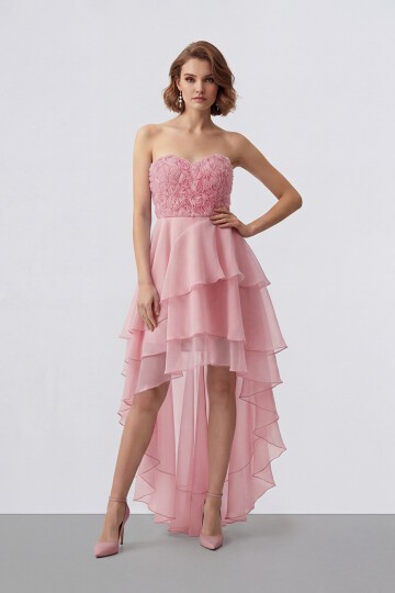 Gül Dokulu Kat Kat Şifon Abiye - 2031