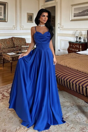 İnce Askılı Drapeli Elbise - 1795