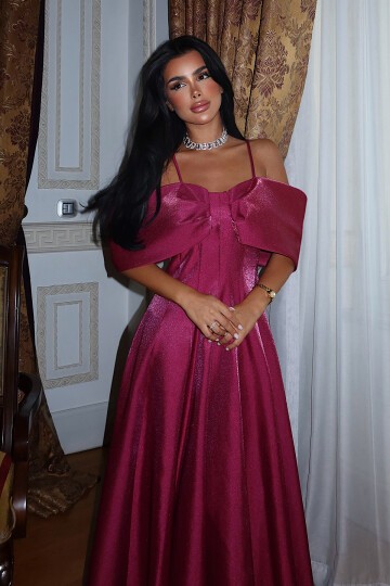 Kayık Yaka Midi Elbise - 1584