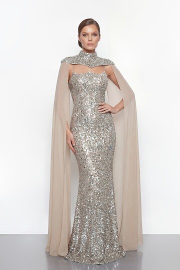 Pelerinli Payet İşlemeli Abiye - 2053