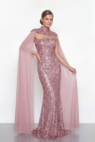 Pelerinli Payet İşlemeli Abiye - 2053