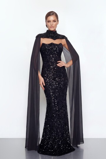 Pelerinli Payet İşlemeli Abiye - 2053