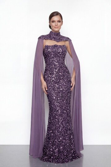 Pelerinli Payet İşlemeli Abiye - 2053