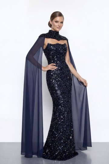 Pelerinli Payet İşlemeli Abiye - 2053