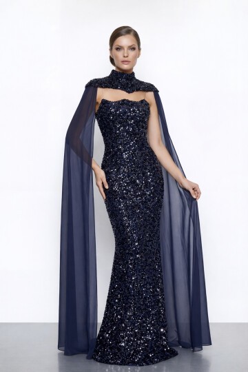 Pelerinli Payet İşlemeli Abiye - 2053