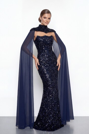 Pelerinli Payet İşlemeli Abiye - 2053