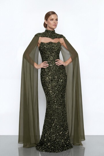 Pelerinli Payet İşlemeli Abiye - 2053