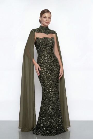 Pelerinli Payet İşlemeli Abiye - 2053