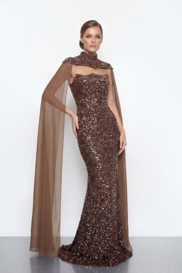 Pelerinli Payet İşlemeli Abiye - 2053