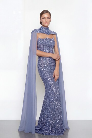 Pelerinli Payet İşlemeli Abiye - 2053