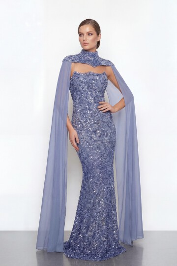 Pelerinli Payet İşlemeli Abiye - 2053