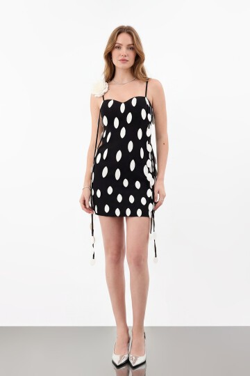 Puantiye Desenli Mini Elbise - 2049