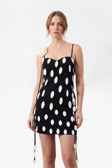 Puantiye Desenli Mini Elbise - 2049