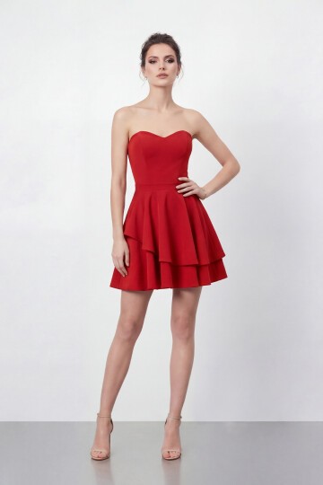 Straplez Kat Kat Mini Abiye - 2079