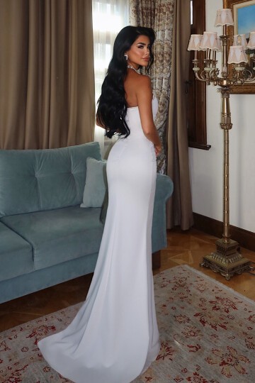 Taş İşlemeli Straplez Balık Elbise - 1721