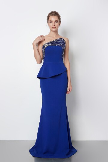 Taş İşlemeli Straplez Elbise - 2040